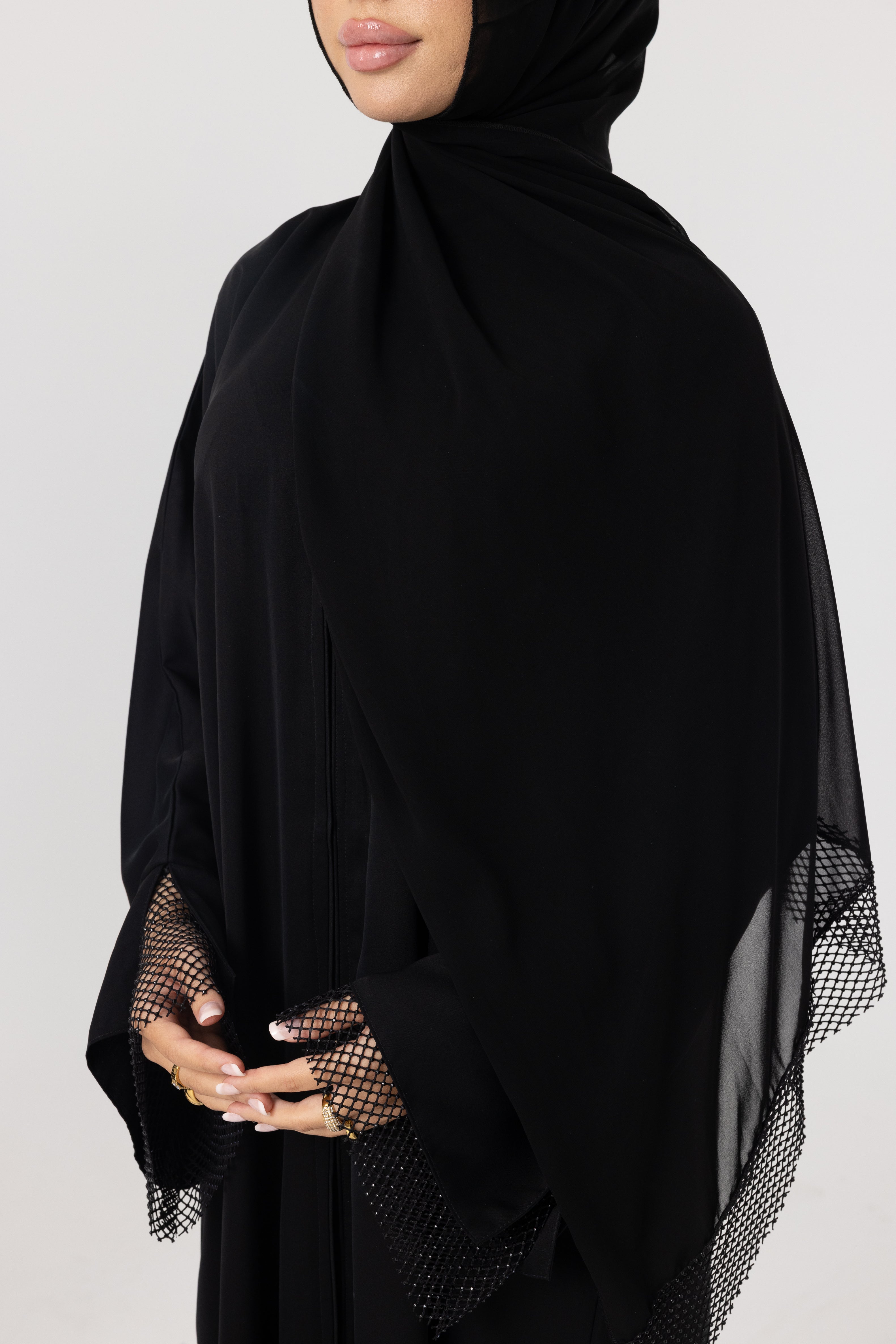 MESH SLEEVE OPEN/CLOSE ABAYA